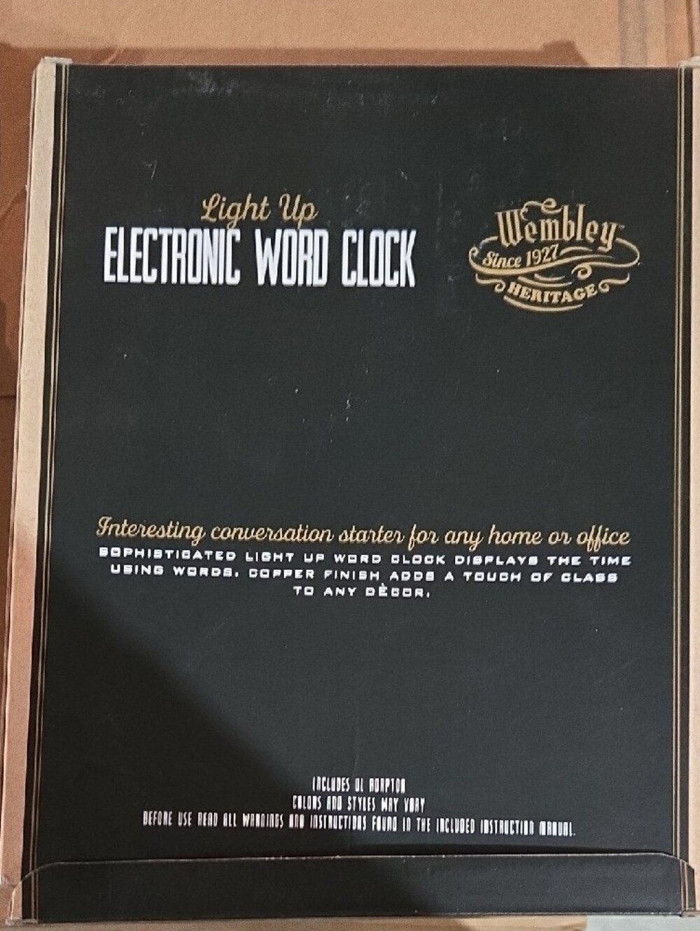 Wembley Light Up Electronic Word Clock - Brown Wood Finish NEW - Picture 2 of 3